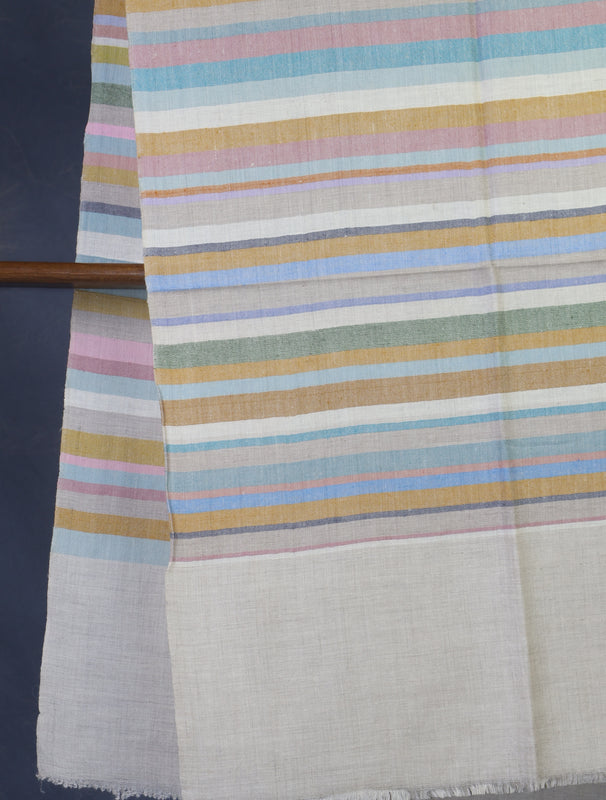 Natural Multicolor Striped handwoven Cashmere Pashmina Shawl