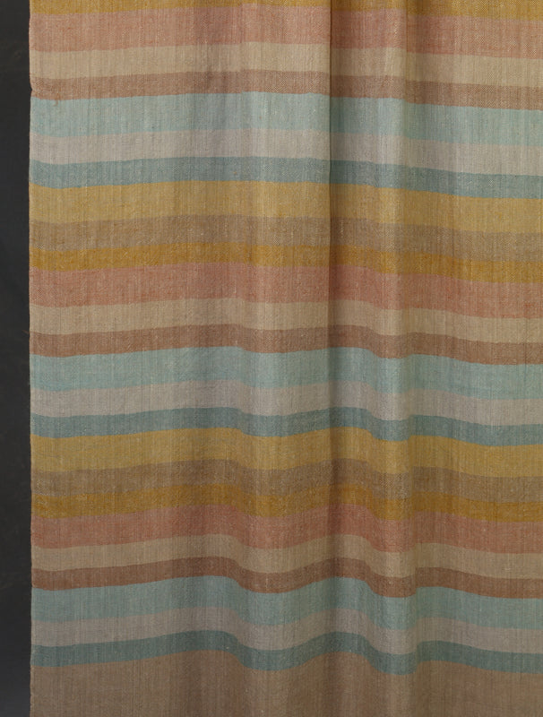 Natural Base Multicolor Striped Handwoven Cashmere Pashmina Scarf