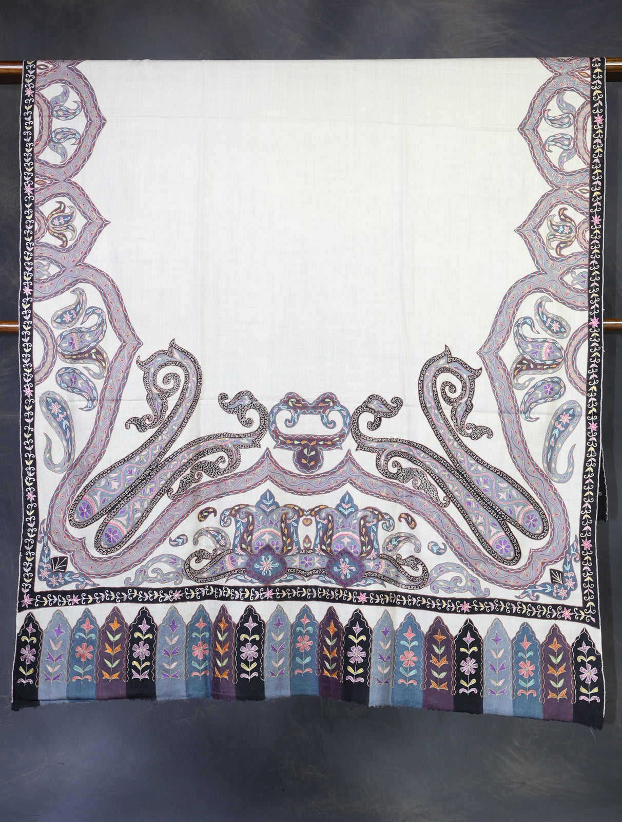 Ivory Base Kalamkari Pashmina Shawl