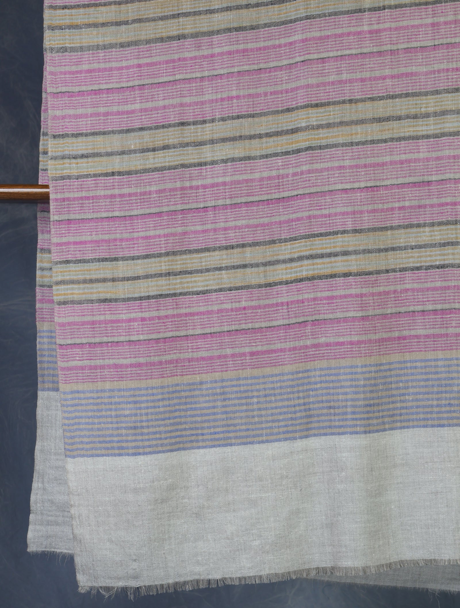 Natural Base Pink Striped handwoven Cashmere Pashmina Scarf
