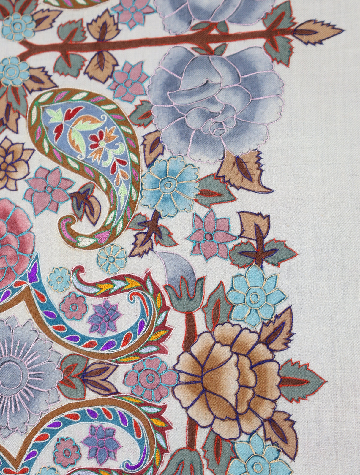 2.5 Yard Ivory Color Kalamkari Pashmina Shawl