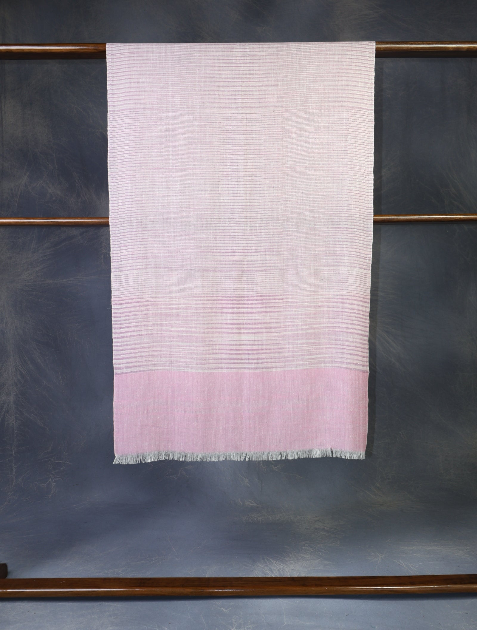 Pink Base Striped Handwoven Cashmere Pashmina Scarf