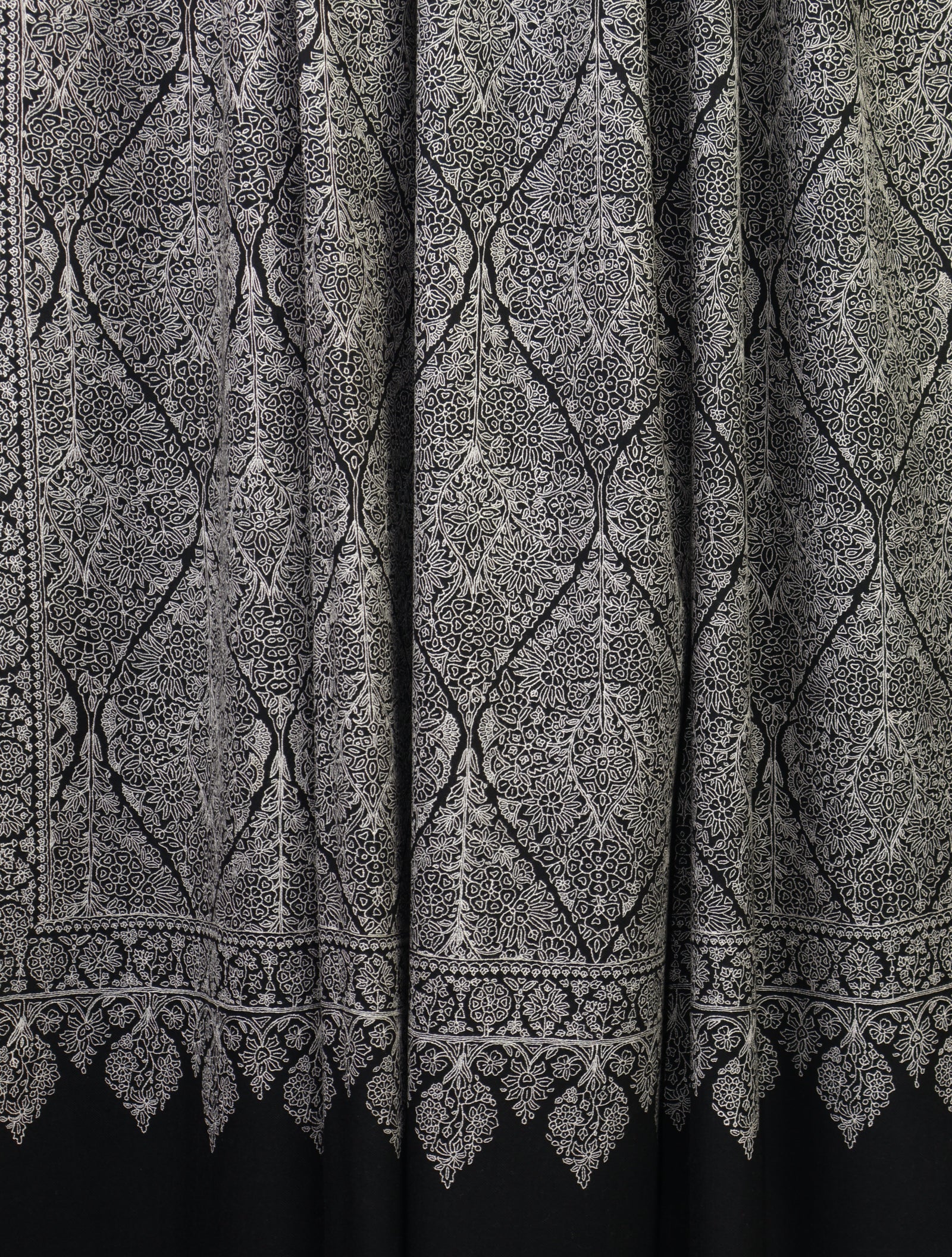 3 Yard Black Base Jamawar Embroidery Handwoven Cashmere Shawl