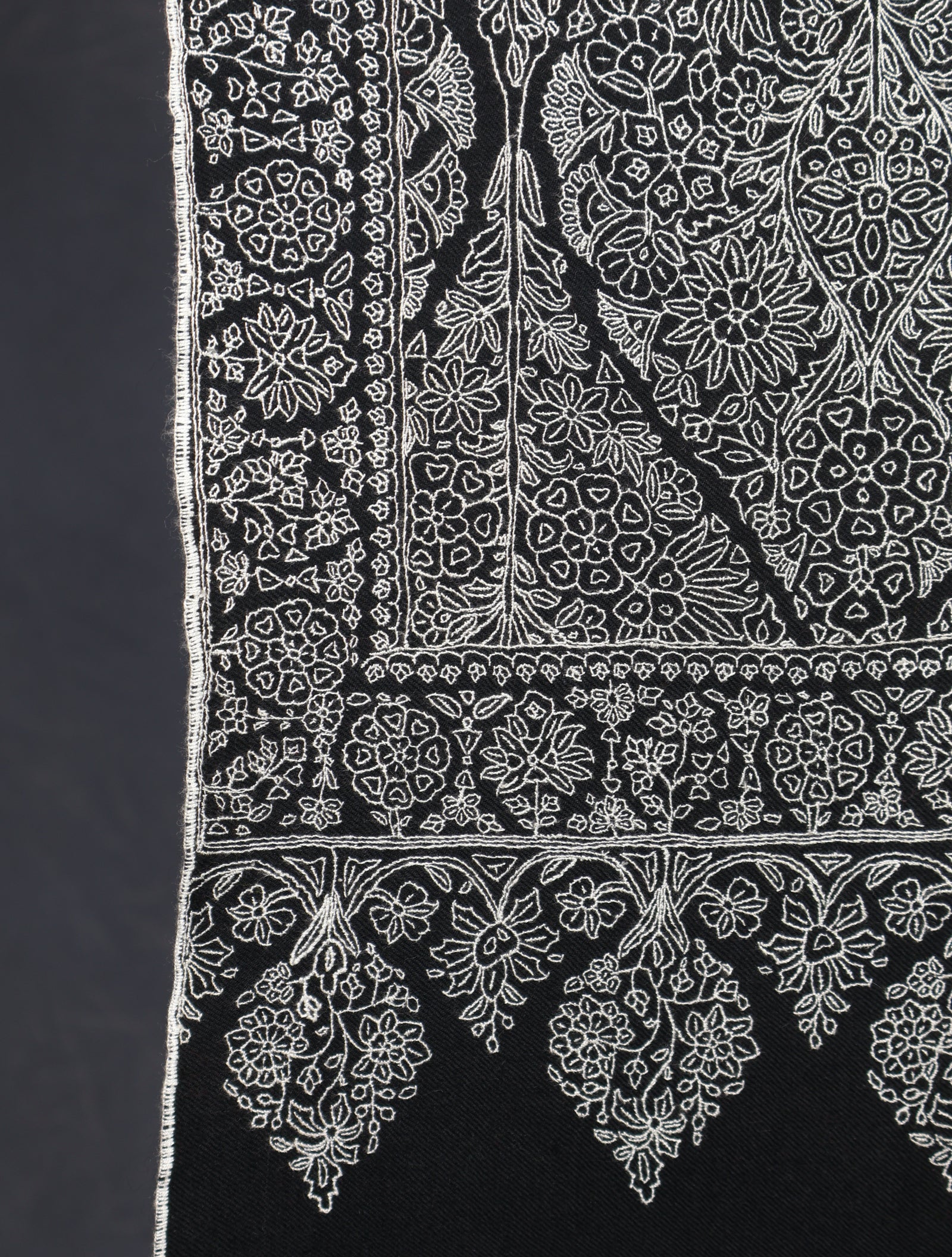 3 Yard Black Base Jamawar Embroidery Handwoven Cashmere Shawl