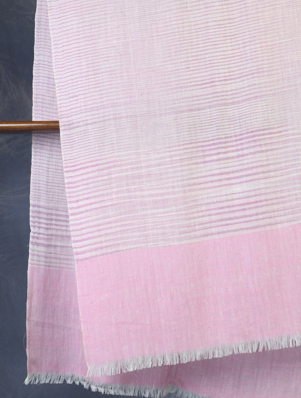Pink Base Striped Handwoven Cashmere Pashmina Scarf
