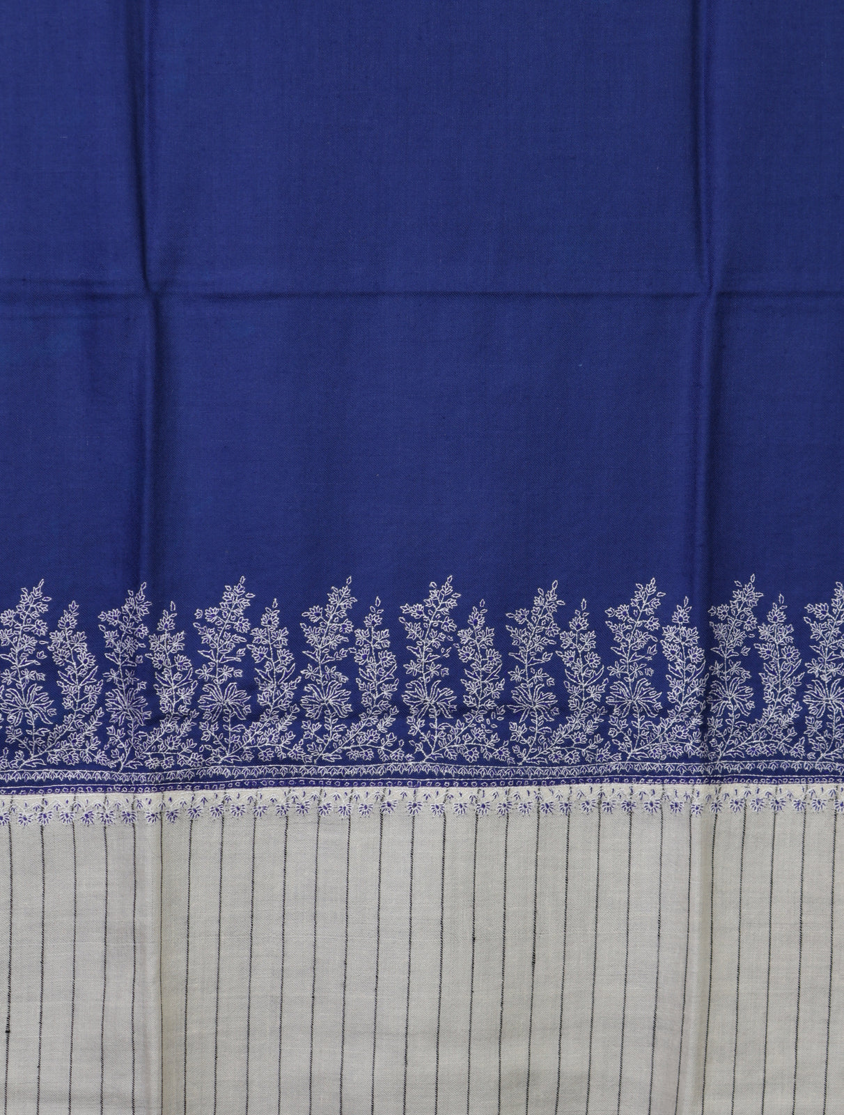 Ivory Border Blue Base Border Embroidery Pashmina Shawl