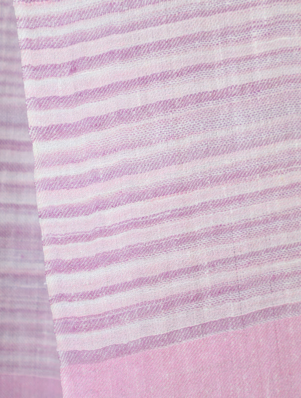 Pink Base Striped Handwoven Cashmere Pashmina Scarf