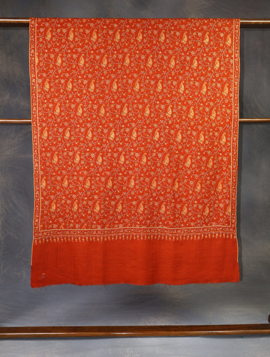 Orange jali Embroidery Cashmere Pashmina Shawl