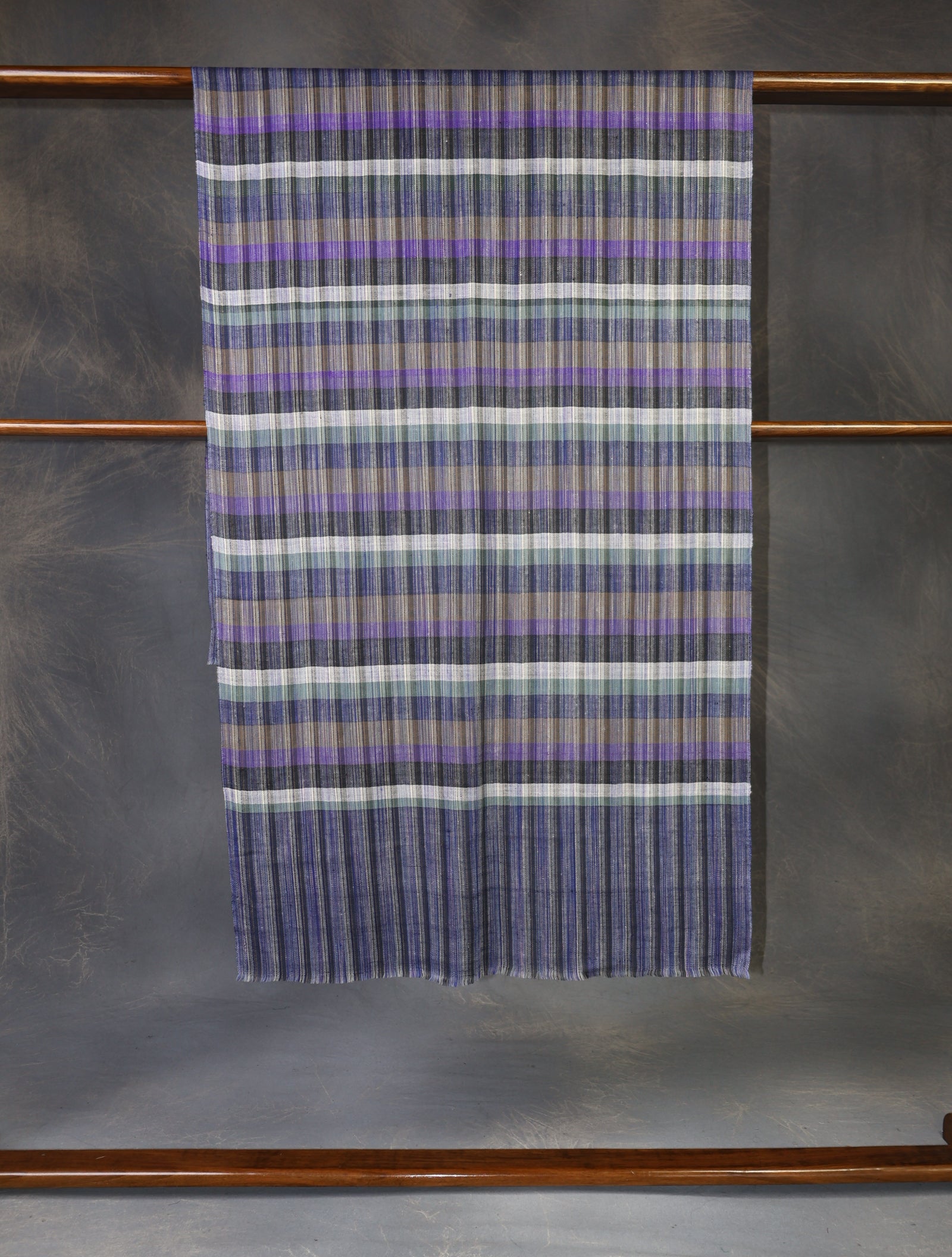 Multi Color Striped Blue Base Handwoven Cashmere Pashmina Scarf