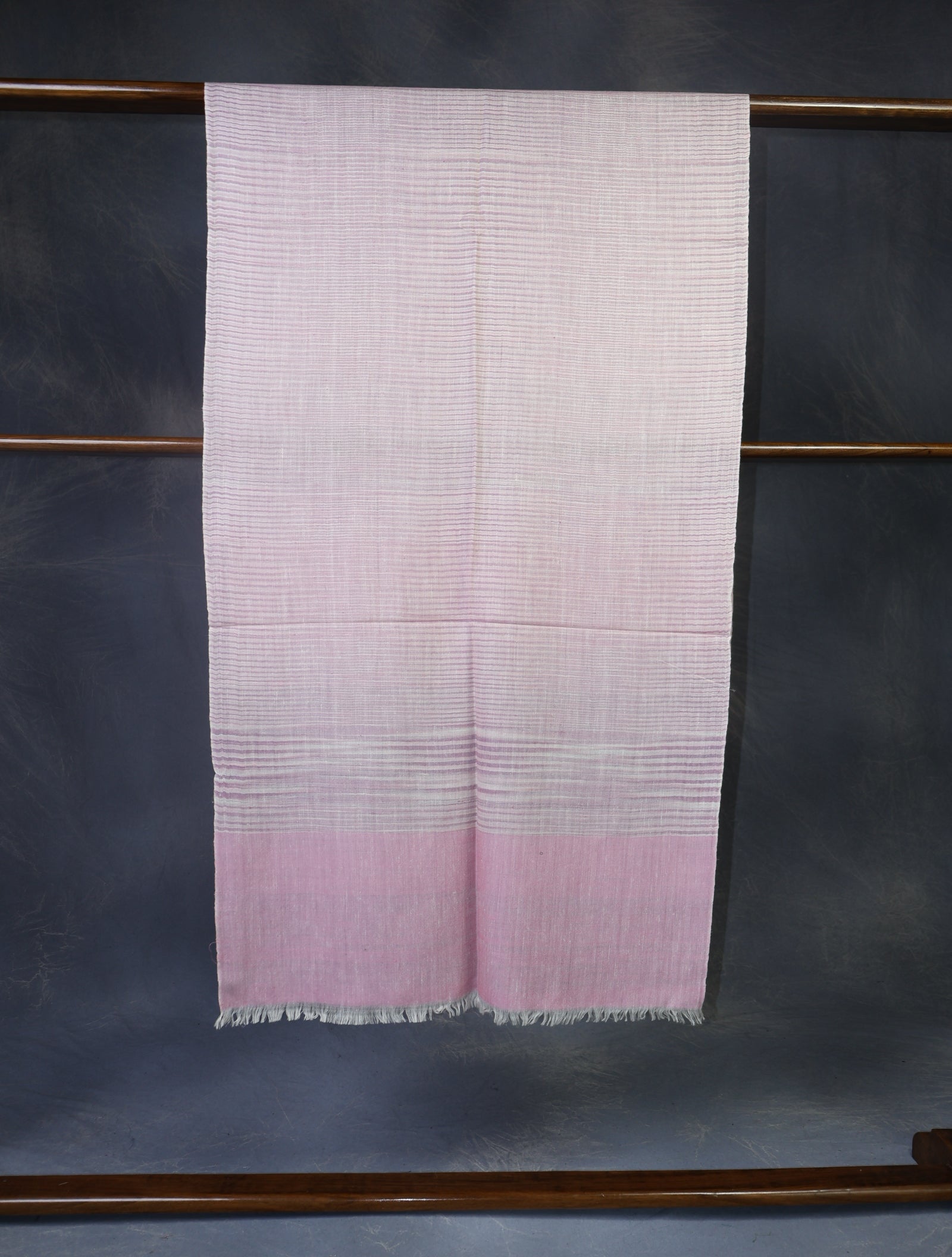 Light Purple and Pink Color Striped Handwoven Cashmere Pashmina Scarf