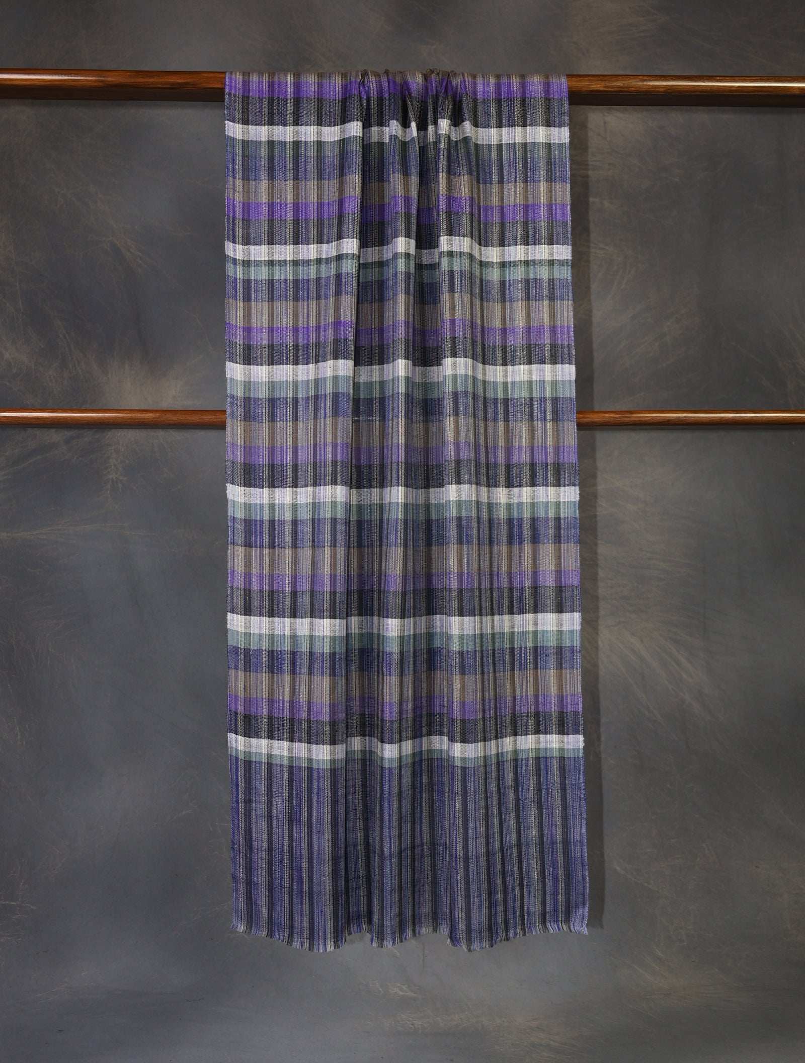 Multi Color Striped Blue Base Handwoven Cashmere Pashmina Scarf