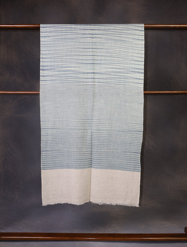 Light Blue Color Striped Handwoven Cashmere Pashmina Scarf