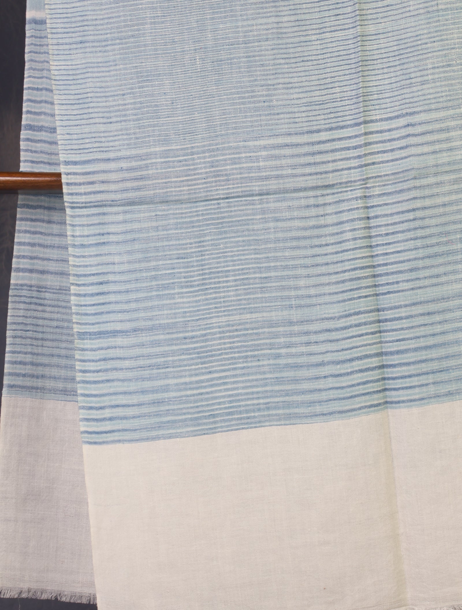 Light Blue Color Striped Handwoven Cashmere Pashmina Scarf