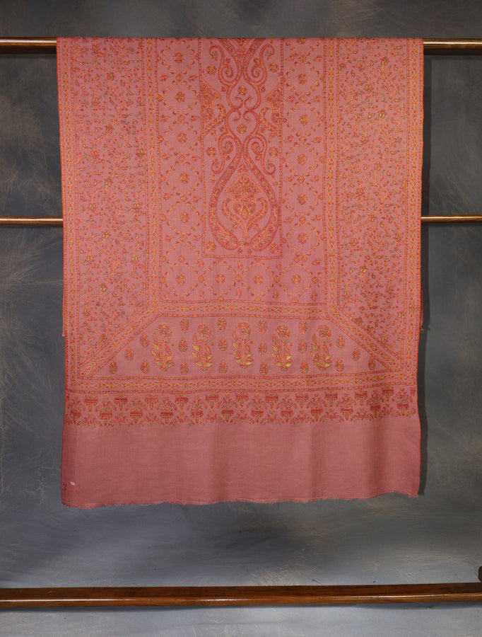 Pink jali Embroidery Cashmere Pashmina Shawl