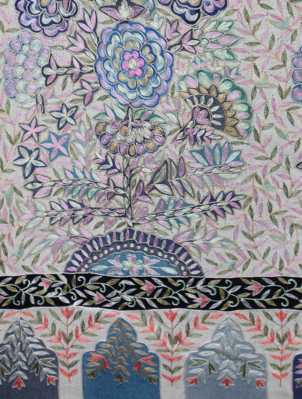 Blue Color With Border Kalamkari Pashmina Shawl
