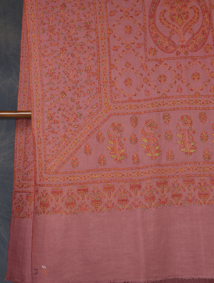 Pink jali Embroidery Cashmere Pashmina Shawl