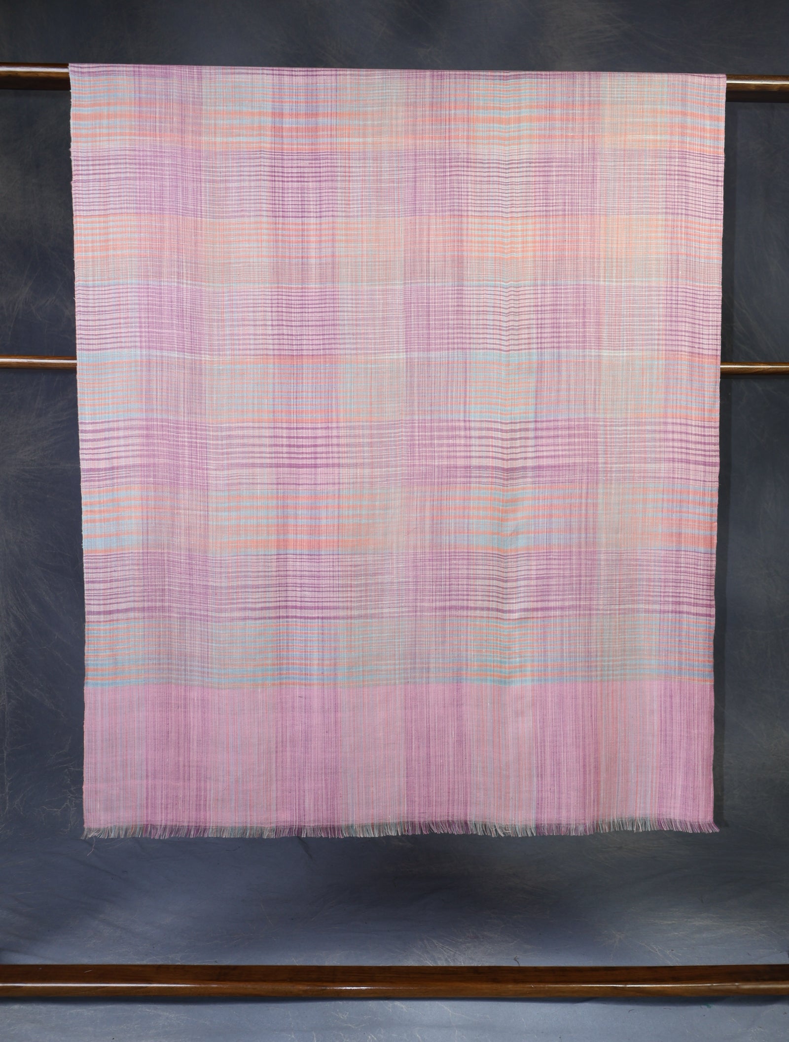 Pink Checked Handwoven Cashmere Pashmina Shawl