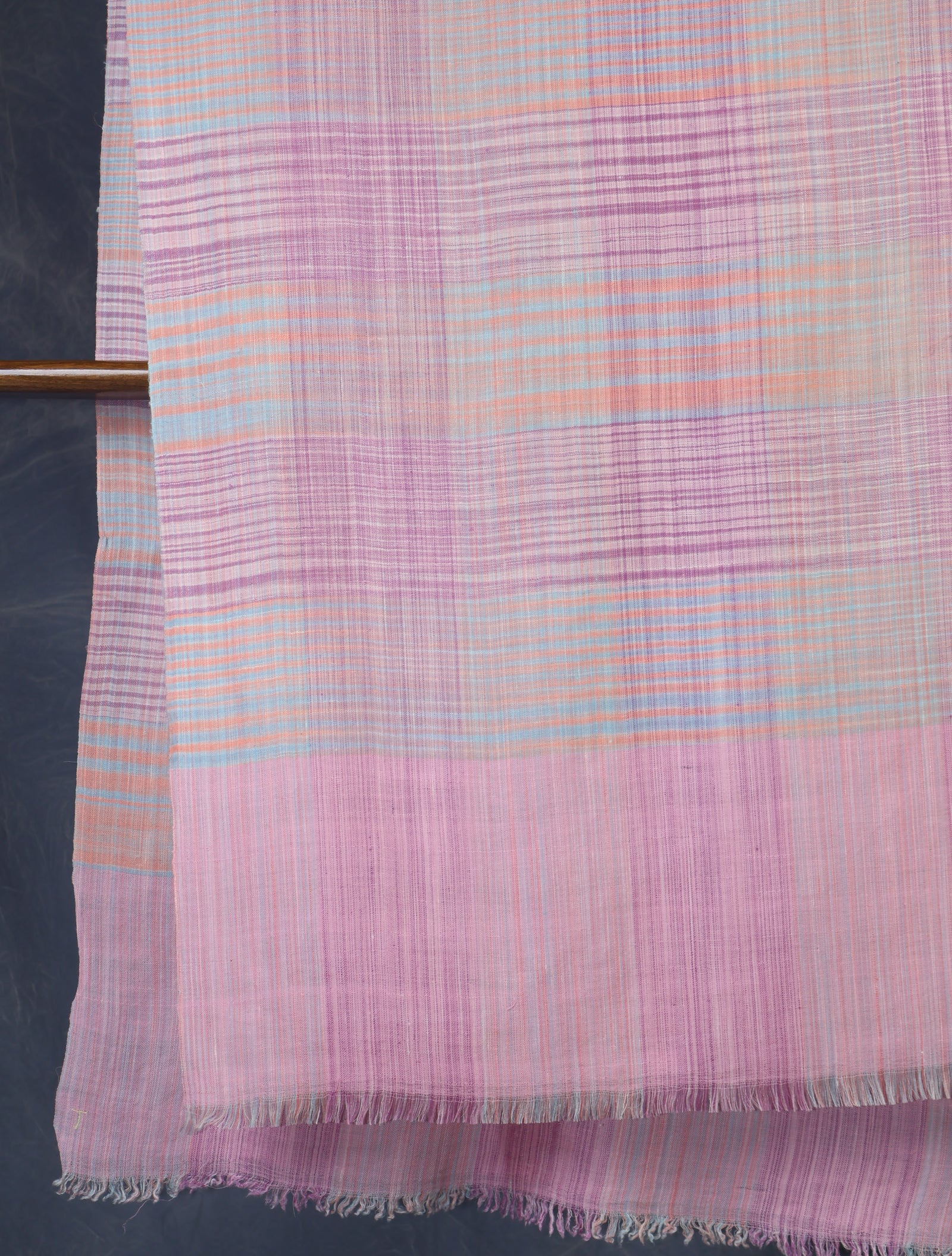 Pink Checked Handwoven Cashmere Pashmina Shawl