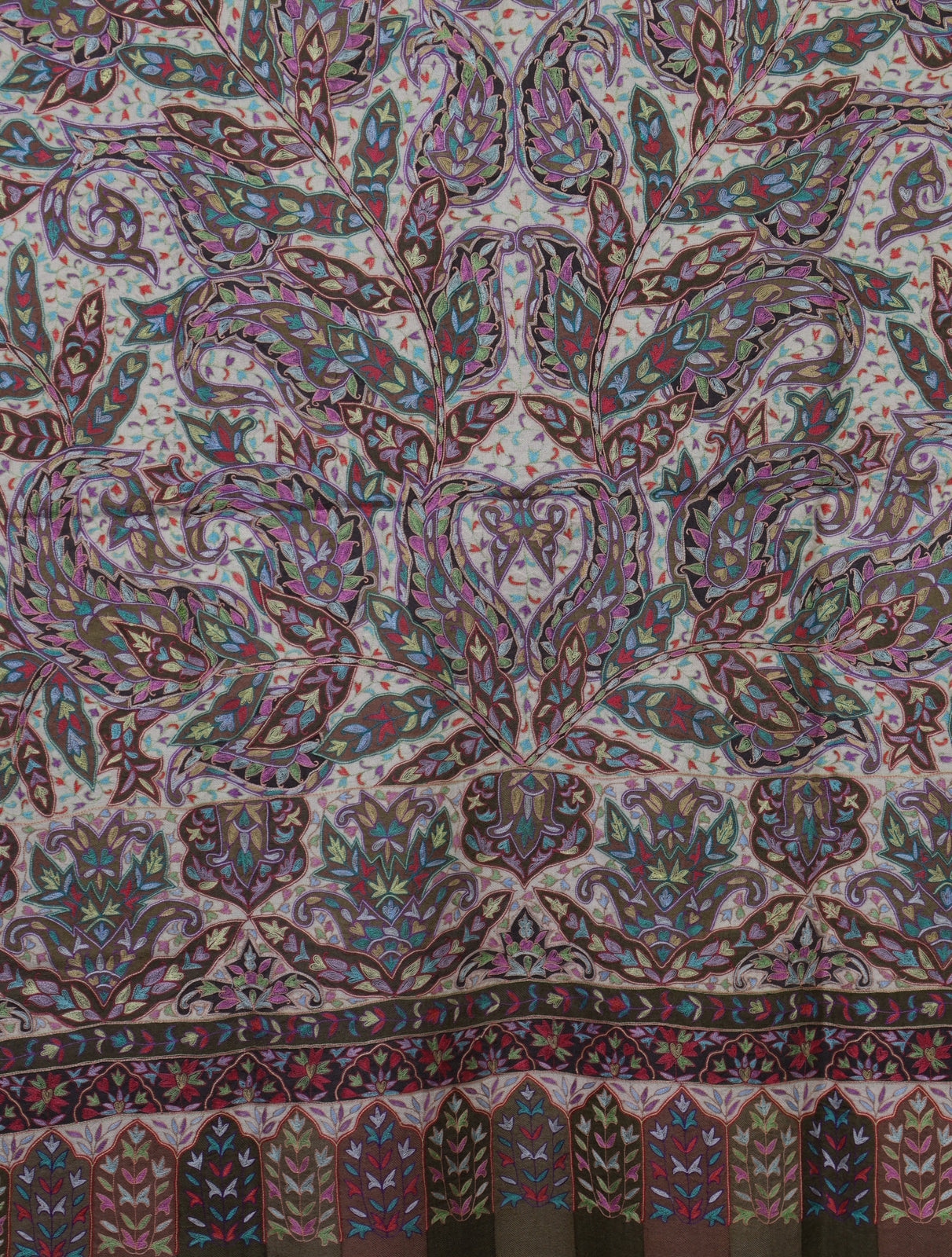 Baby Pink And Brown Color Kalamkari Pashmina Shawl
