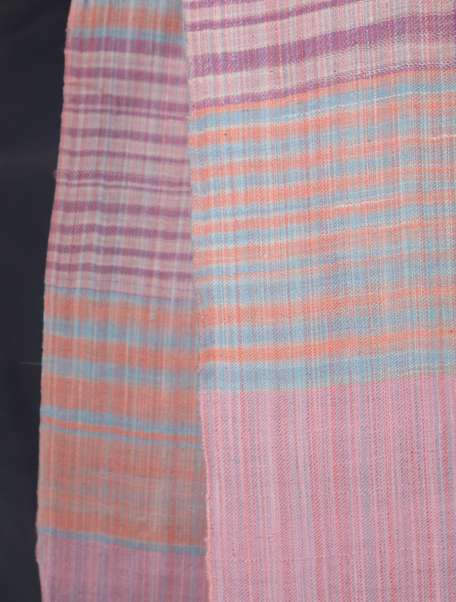 Pink Checked Handwoven Cashmere Pashmina Shawl