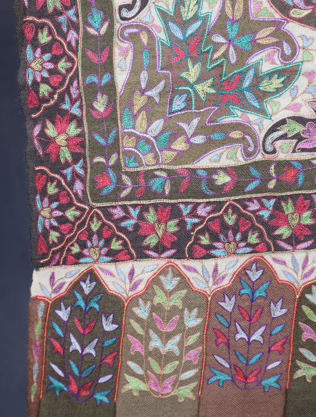 Baby Pink And Brown Color Kalamkari Pashmina Shawl