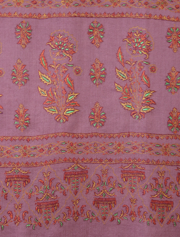 Pink jali Embroidery Cashmere Pashmina Shawl