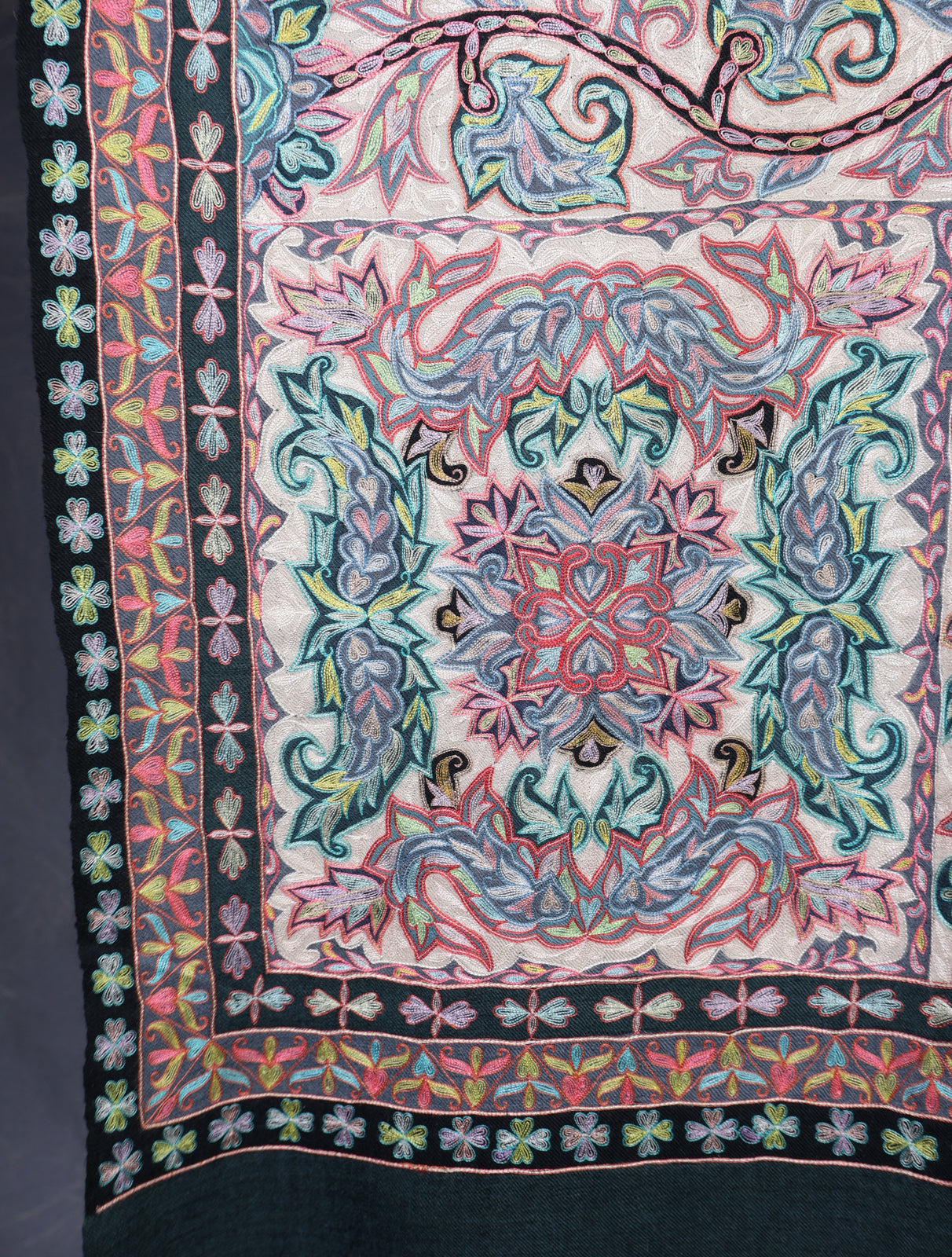 Pink And Black Color Kalamkari Pashmina Shawl