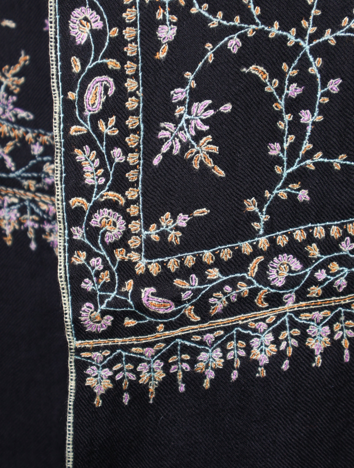 Black Base Jali Embroidery Cashmere Pashmina Shawl