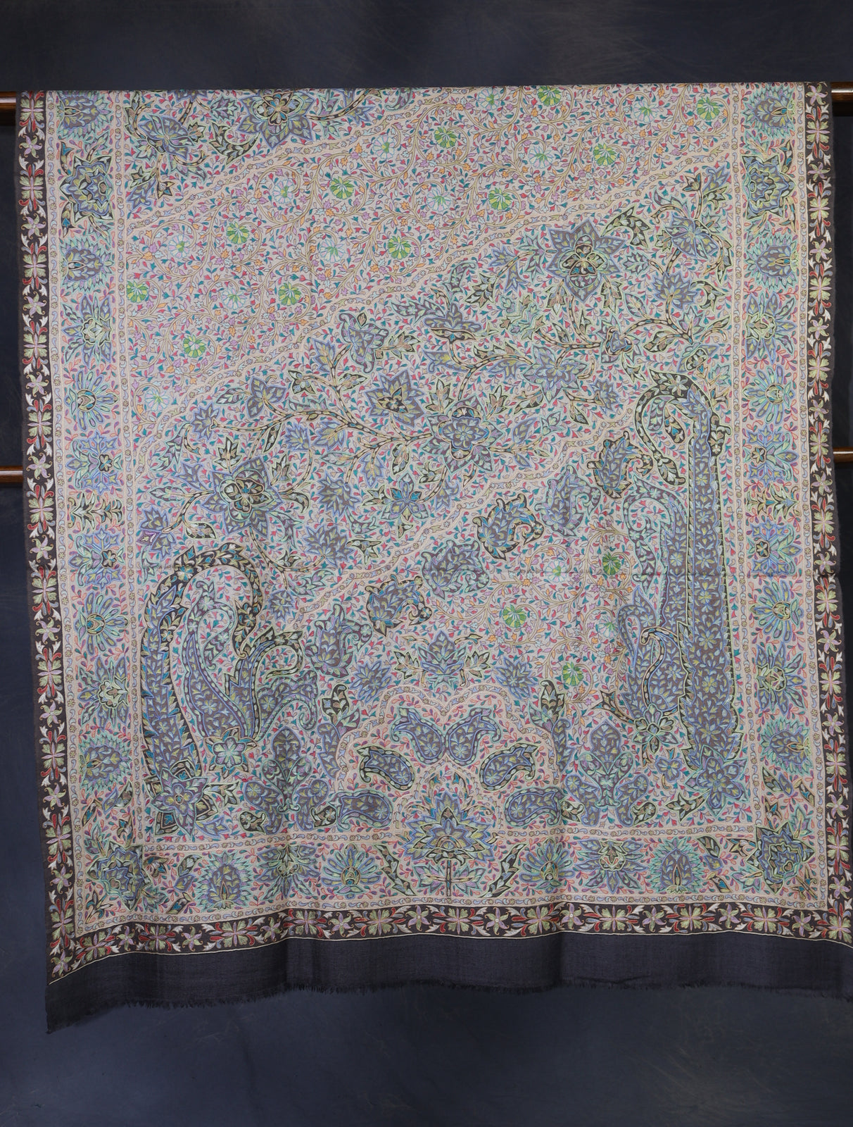 Navy Blue Color Kalamkari Pashmina Shawl