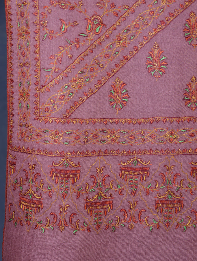 Pink jali Embroidery Cashmere Pashmina Shawl
