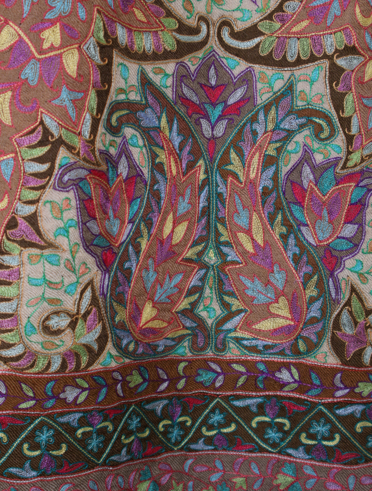 Pink Multicolor Kalamkari Pashmina Shawl
