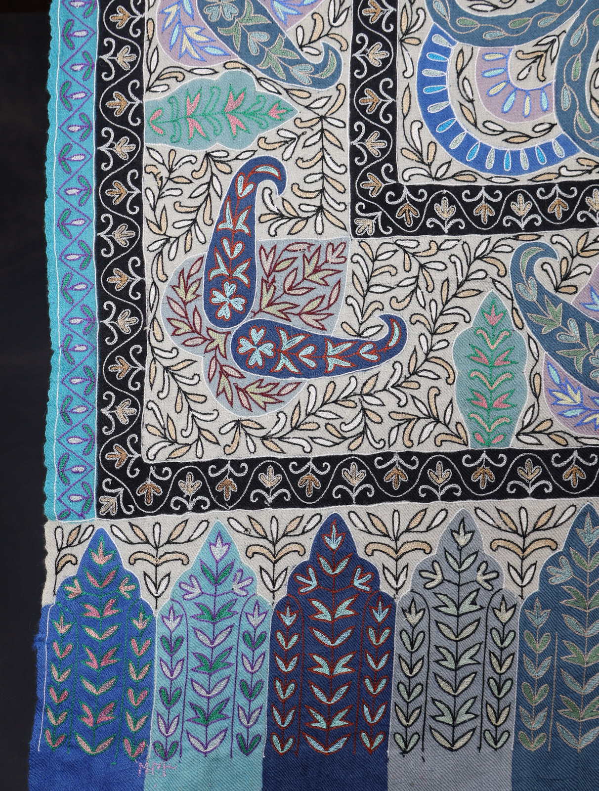 Dodger Blue Color Kalamkari Pashmina Shawl