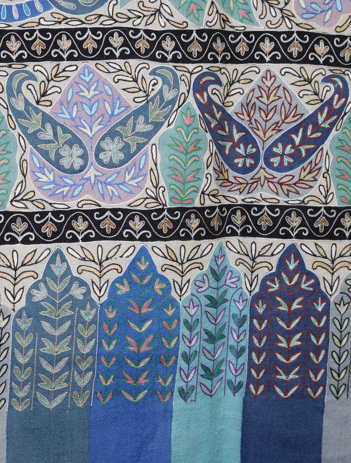 Dodger Blue Color Kalamkari Pashmina Shawl
