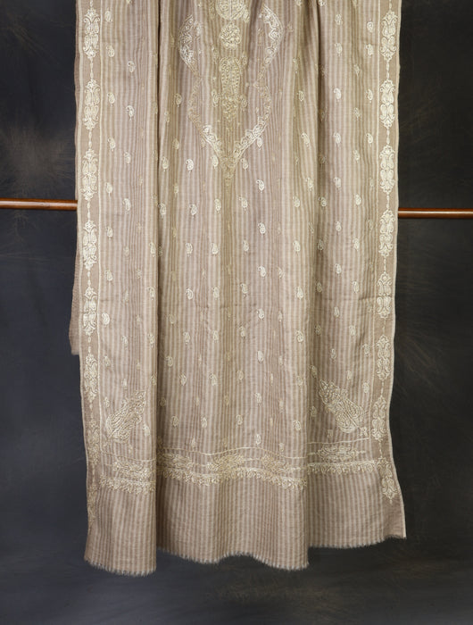 Natural Base With Tilla Jali Embroidery Pashmina Shawl
