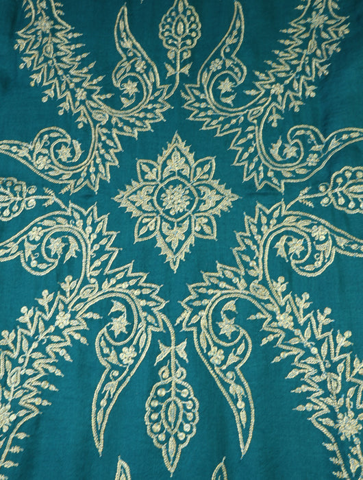 Teal Tilla Embroidery Pashmina Shawl