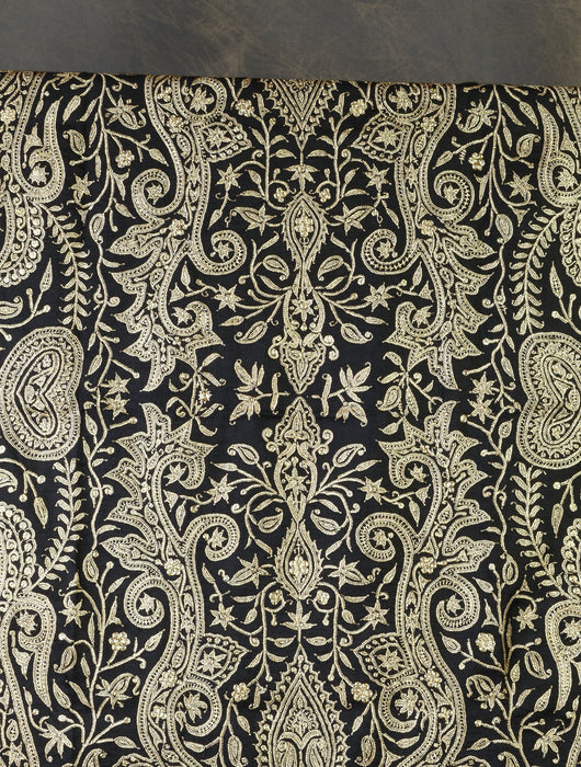 3 Yard Black Base With Tilla Embroidery Pashmina Shawl