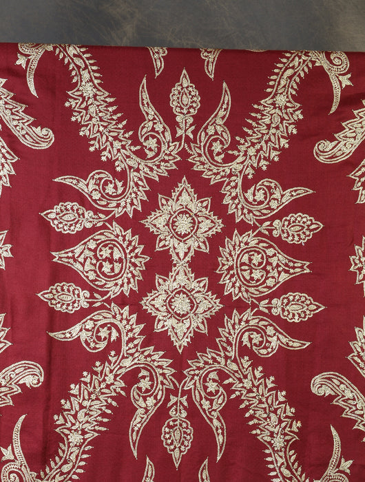 2.5 Yard Maroon Tilla Embroidery Pashmina Shawl