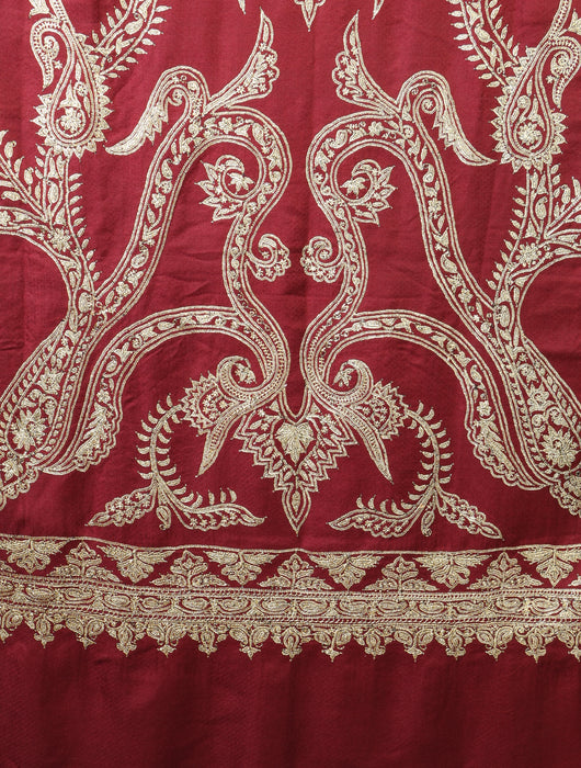 2.5 Yard Maroon Tilla Embroidery Pashmina Shawl