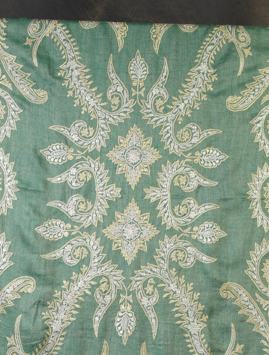 2.5 Yard Green Tilla Embroidery Pashmina Shawl
