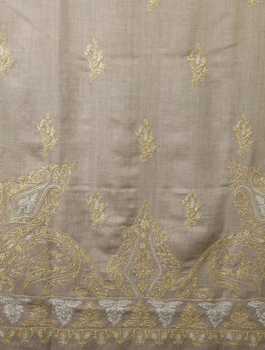 2.5 Yard Natural Tilla Embroidery Pashmina Shawl