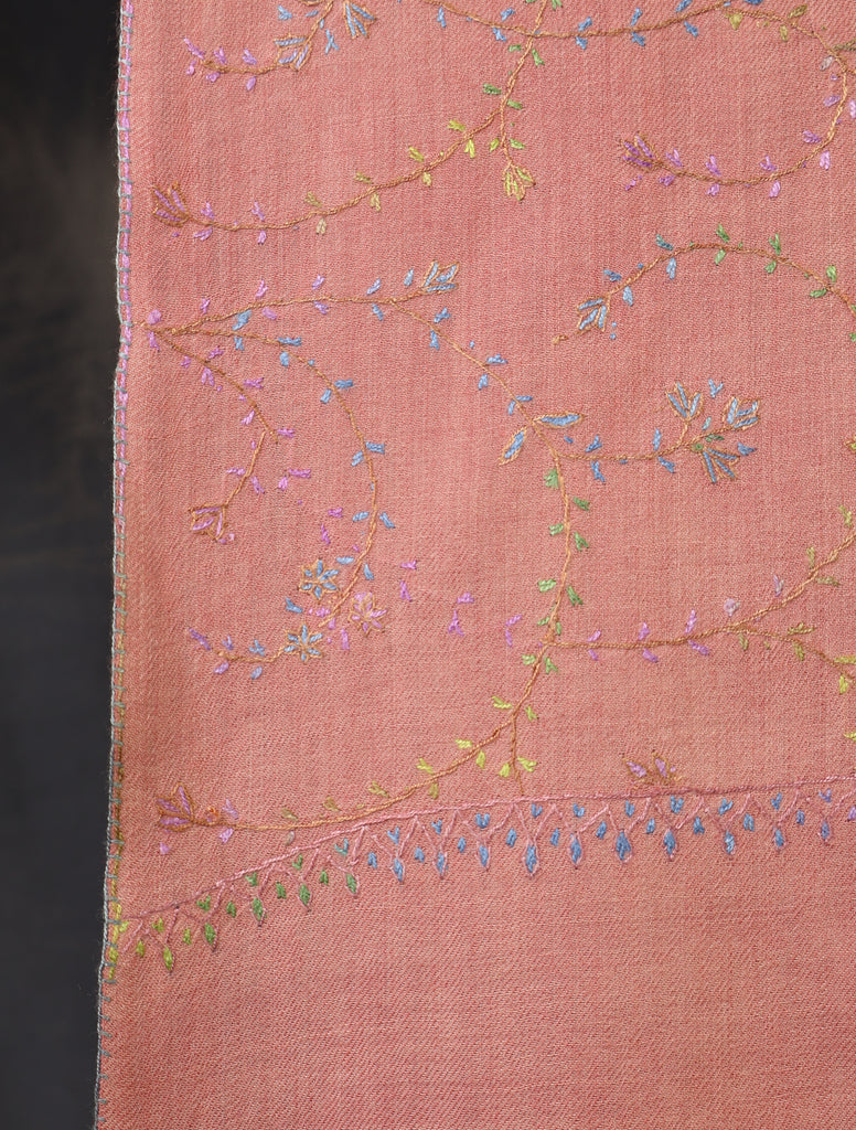 Triple Dye Jali Sozni Embroidery Shawl