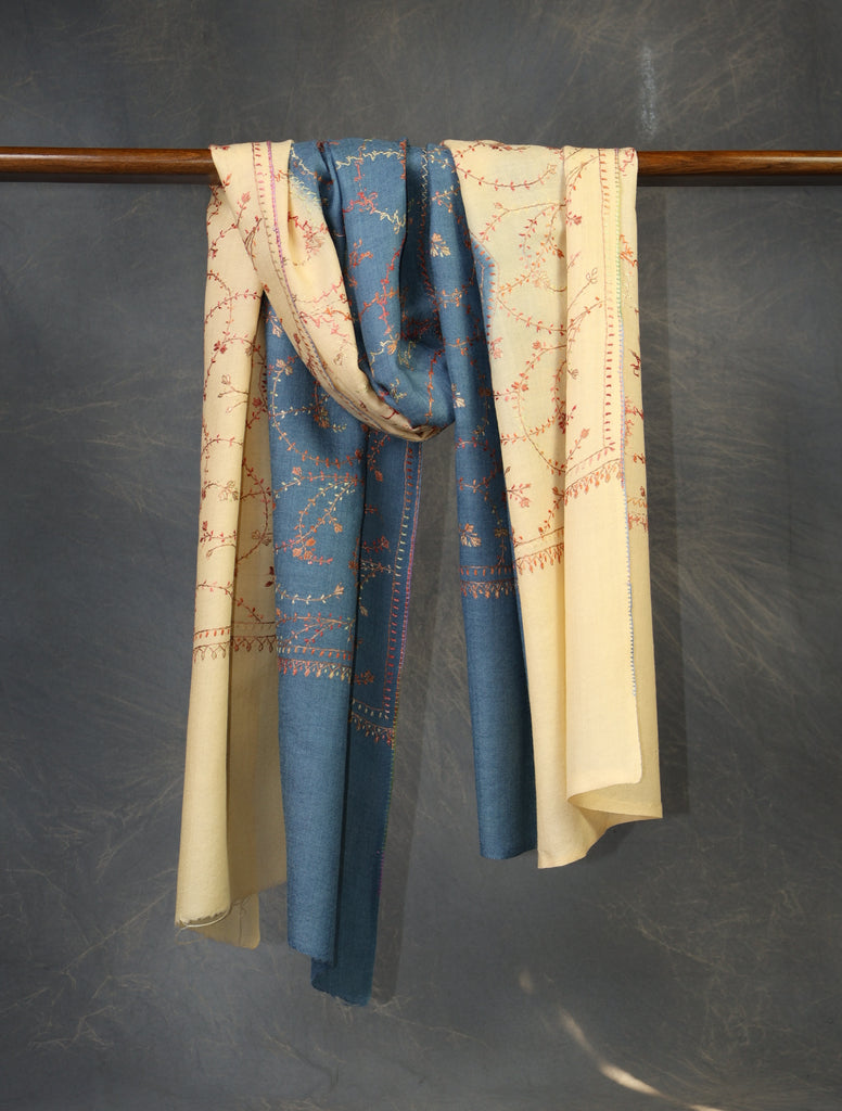 Double Dye Jali Sozni Embroidery Stole