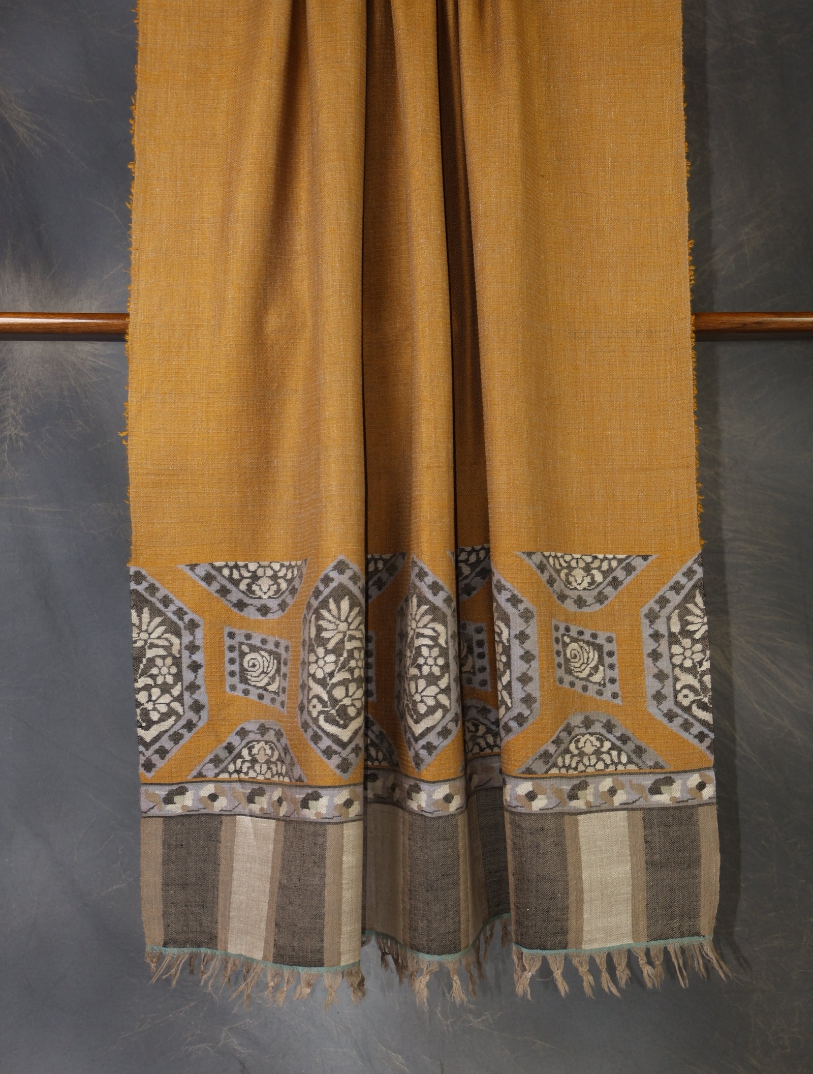Mustard Base Towel Kani Cashmere Pashmina Shawl