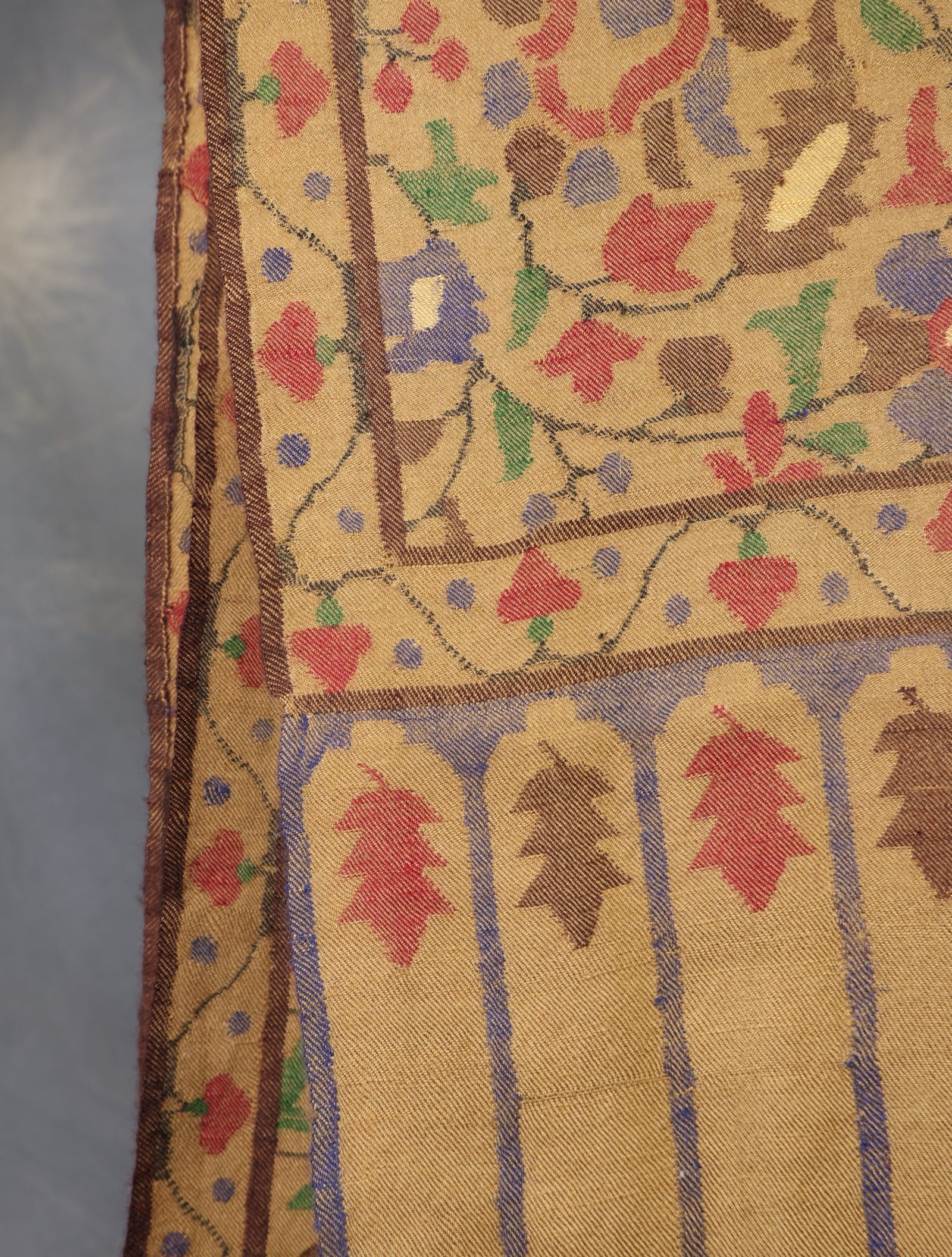 Beige Base Kani Cashmere Pashmina Shawl