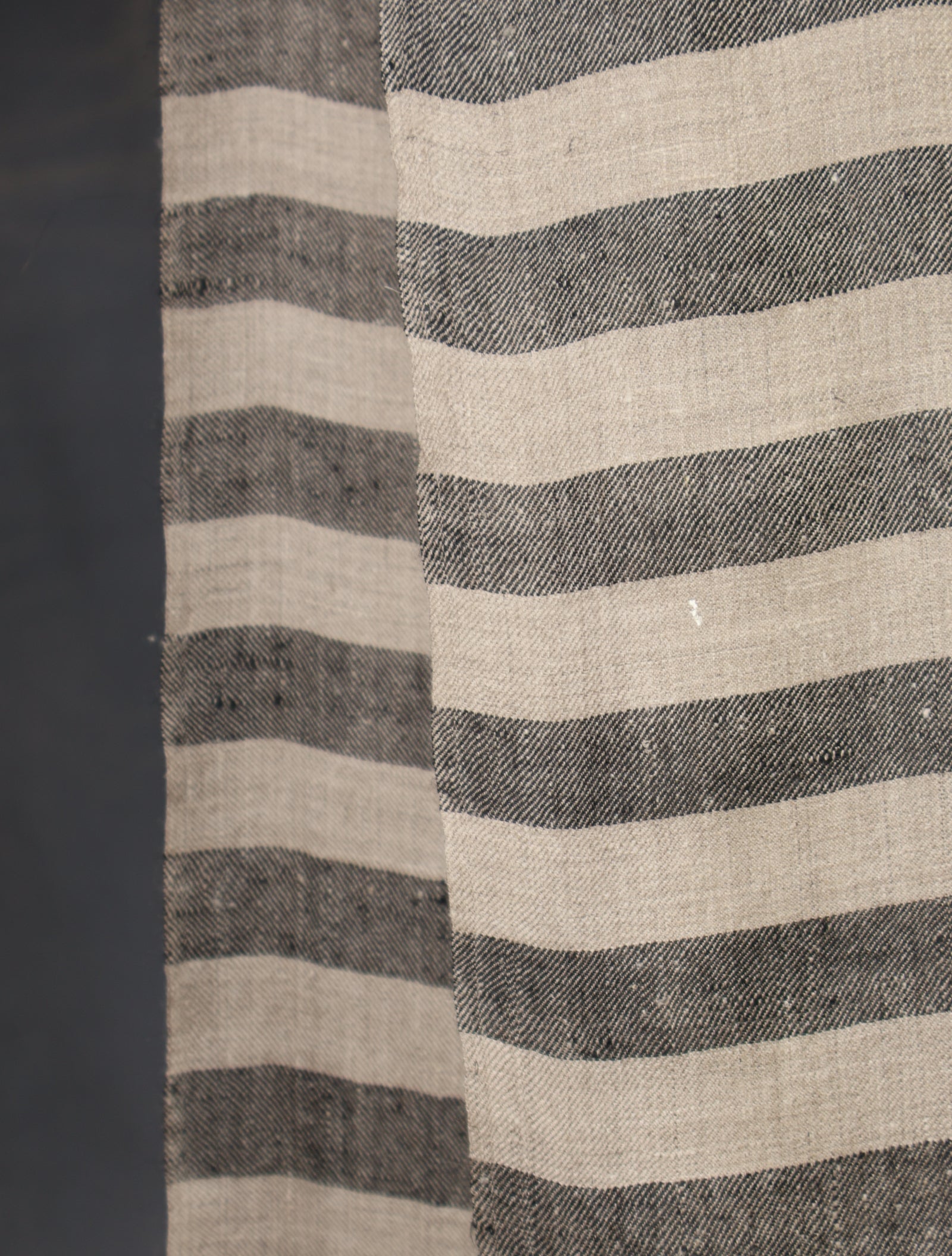 3 Yard Natural and Black Striped Handwoven Cashmere Pashmina Shawl