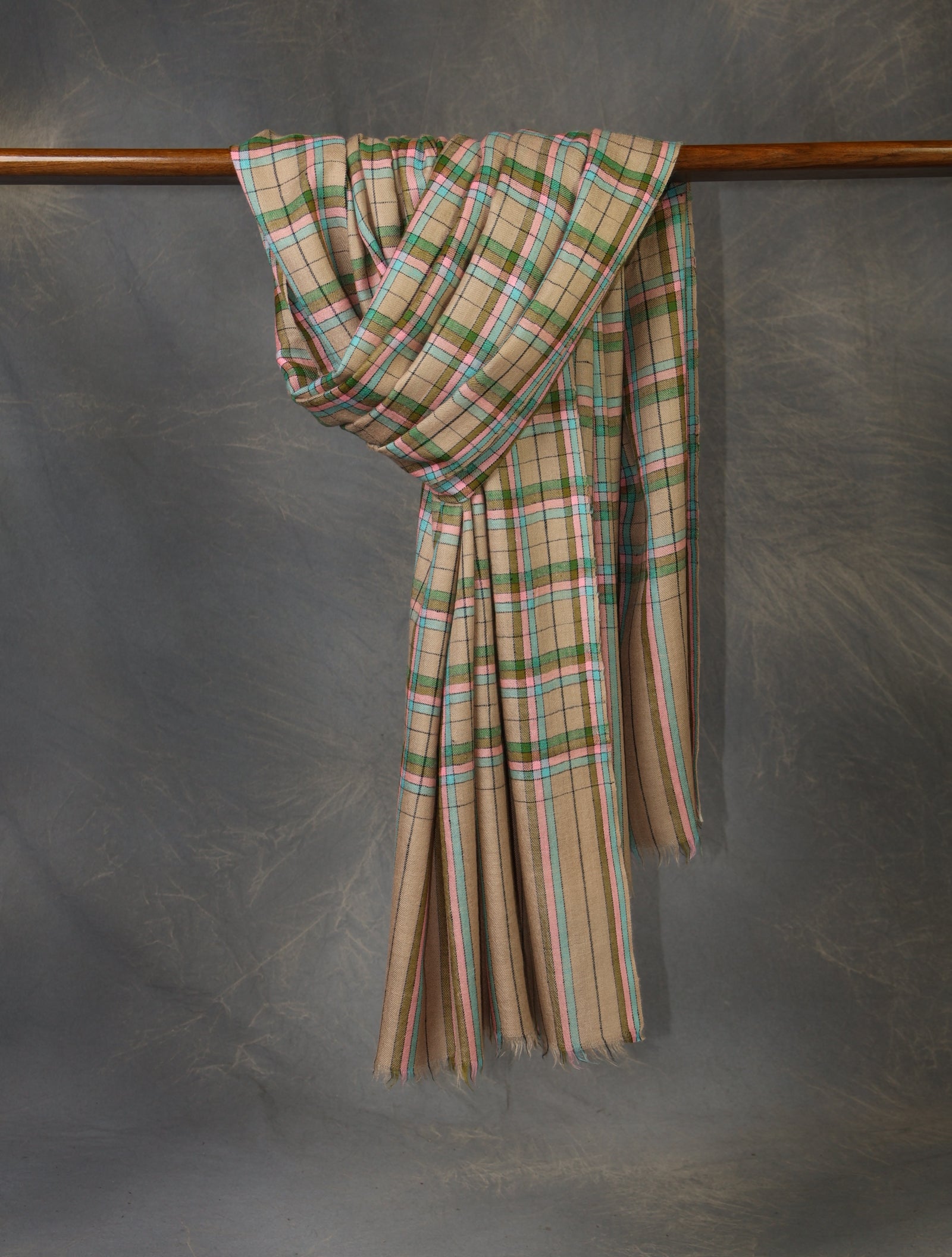 Natural Multicolor Handwoven Cashmere Pashmina Shawl