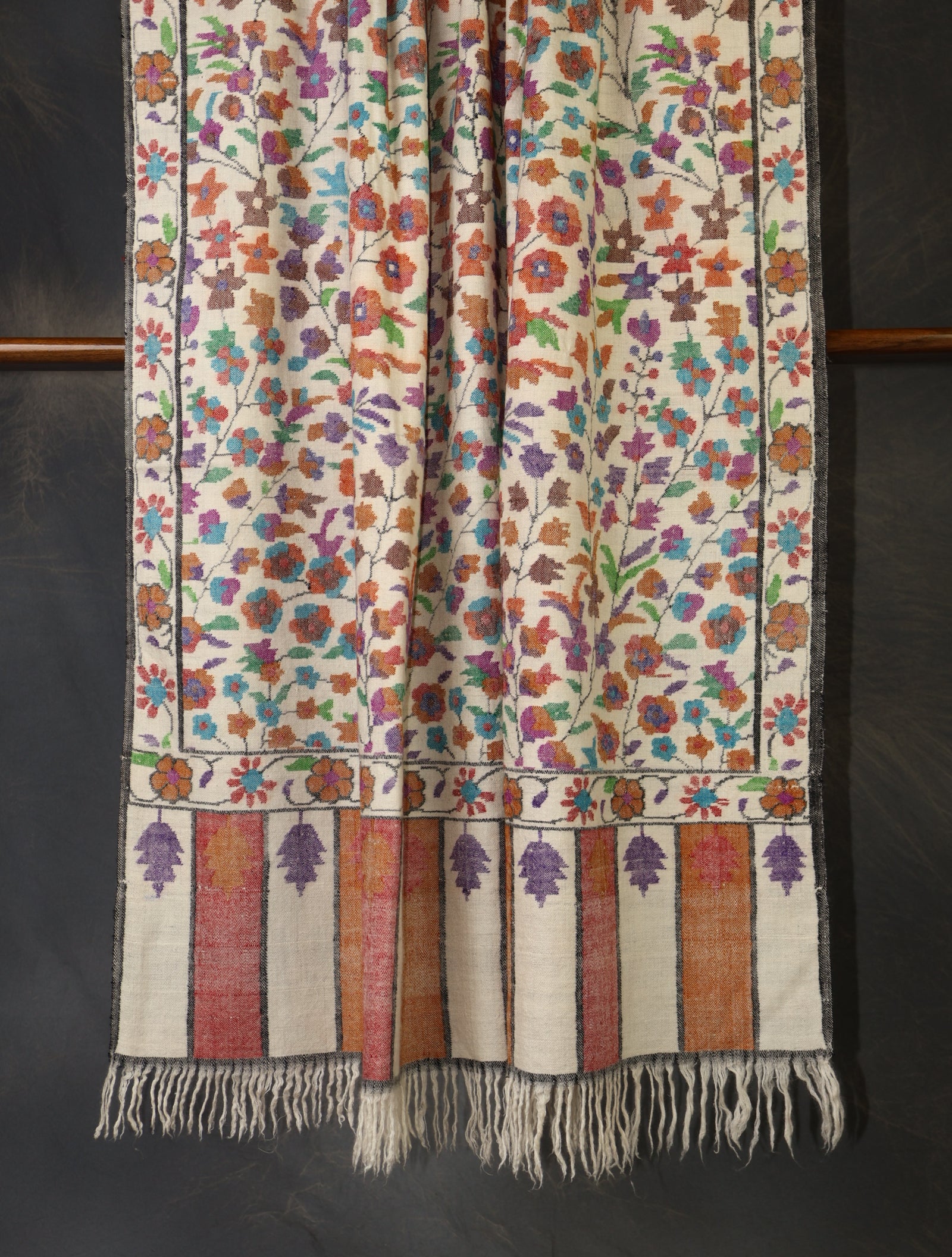 Ivory Base Kani Jamawar Pashmina Shawl