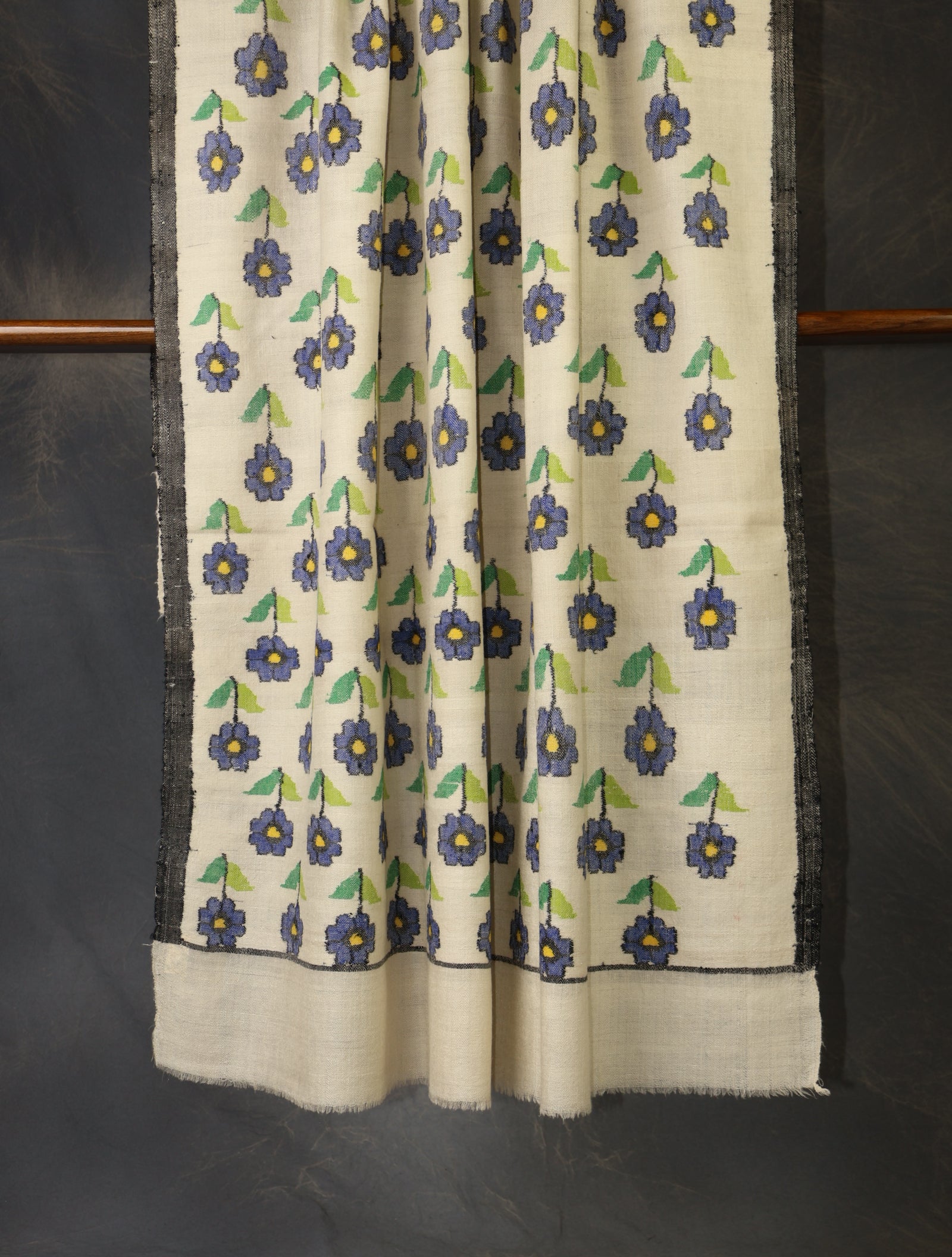 Ivory Base Floral Kani Pashmina Shawl