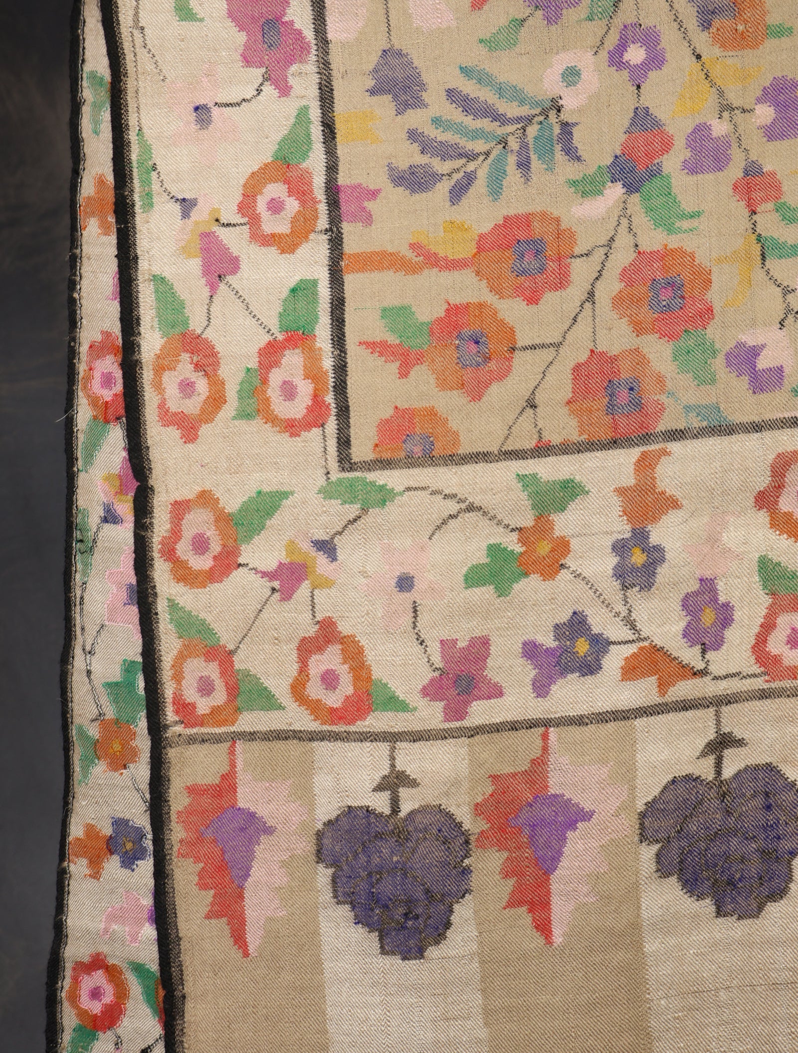 3 Yard Natural Base Jamawar Kani Pashmina Shawl