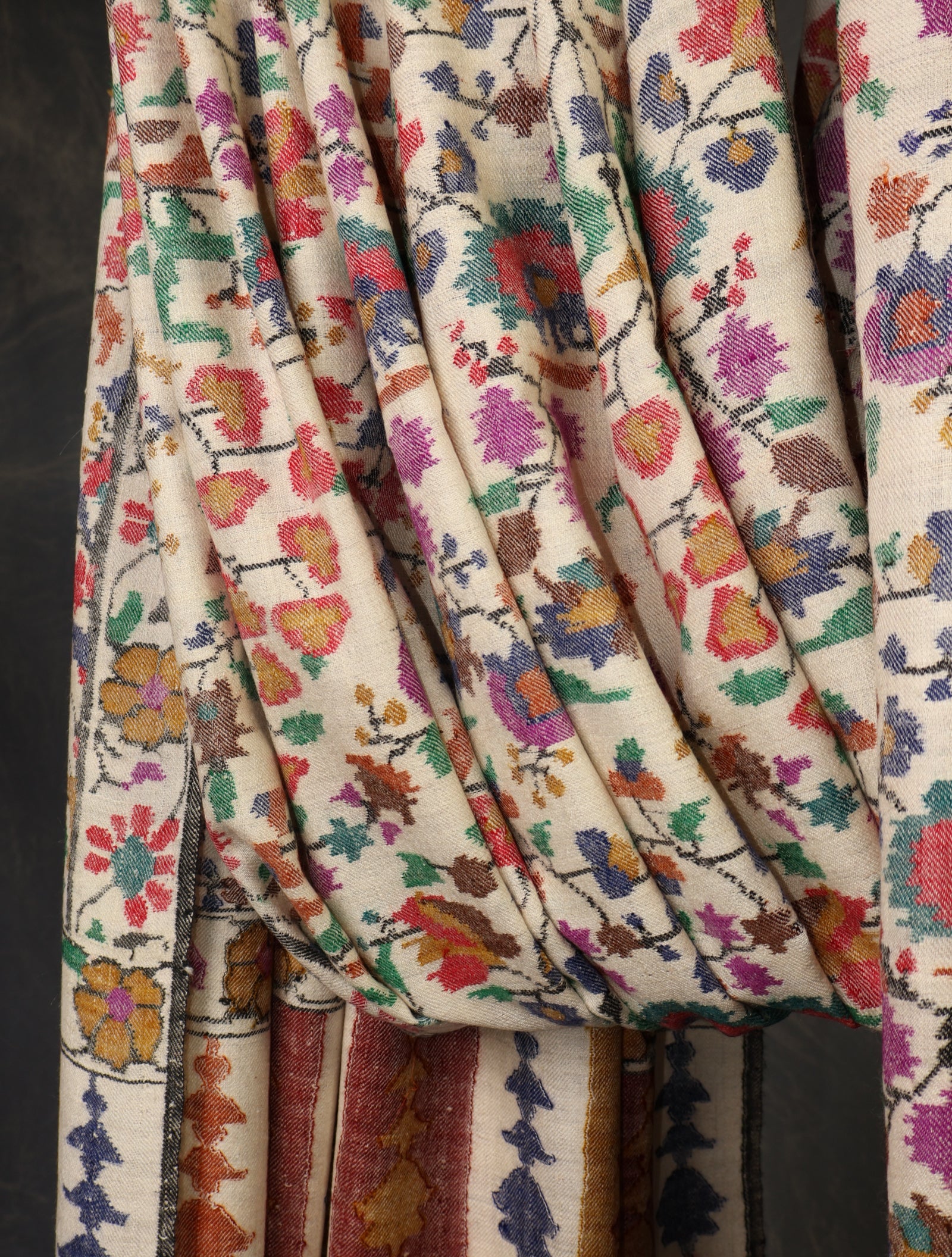 3 Yard Ivory Base Jamawar Kani Pashmina Shawl